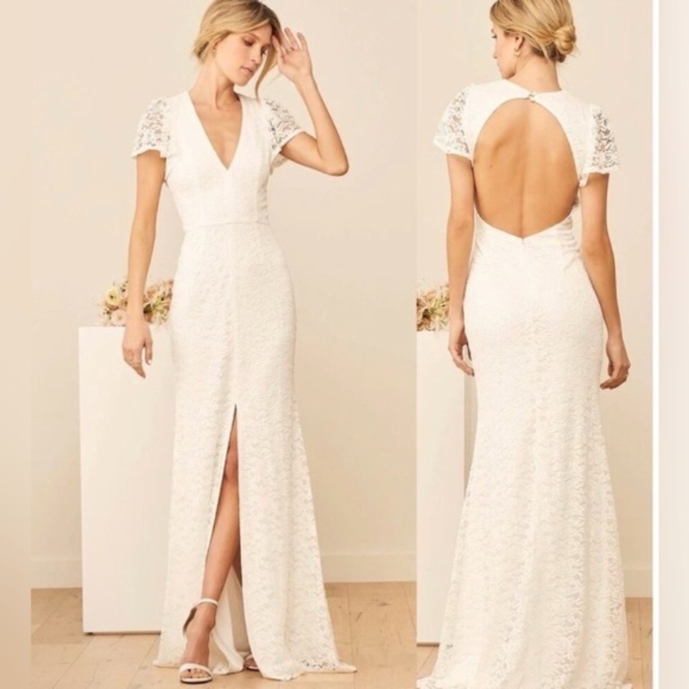 NWT Lulu’s Your Hand in Mine White Lace Flutter Sleeve Maxi Dress Size 1X